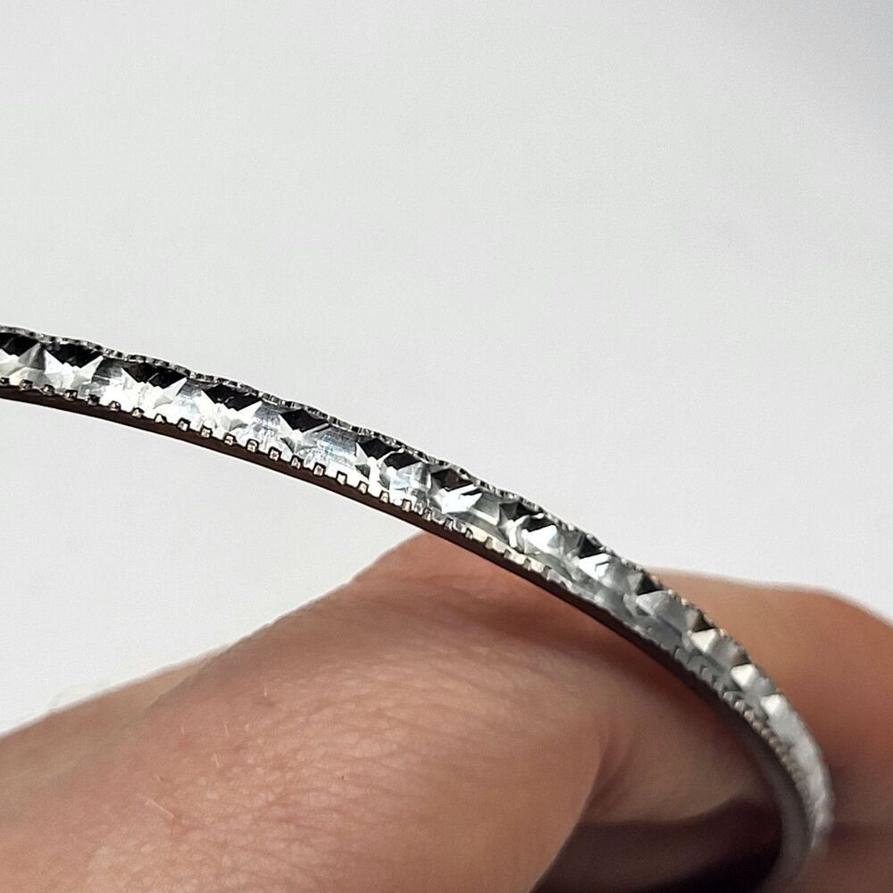 Vintage Bollywood Silver Glittery Bangle Bracelet Lightweight Belly Dance 2.8" d